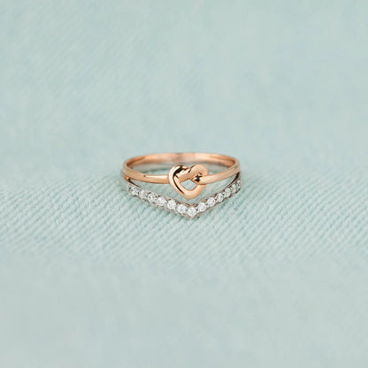 Knotted Heart Shape Inlaid Zircon Ring