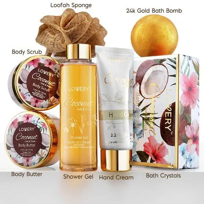 Wholesale Bath & Body Gift Set, Coconut Bath Spa Set in Cosmetic Bag