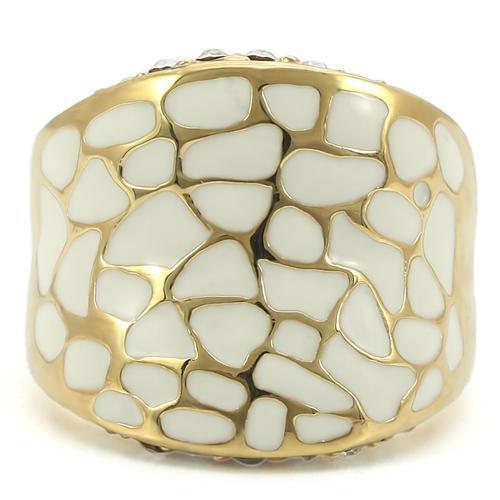 0W379 - Gold Brass Ring with Top Grade Crystal  in Clear