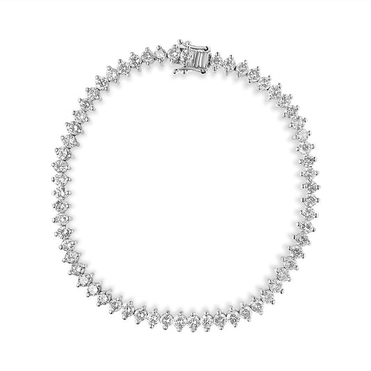 14K White Gold 5 1/2 Cttw Round Diamond 2-Prong Tennis Bracelet (H-I C