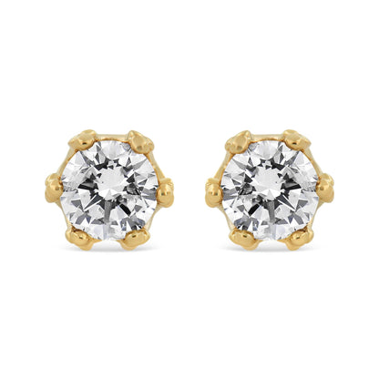 14K Yellow Gold 2.0 Cttw Round Diamond Crown Stud Earrings (I-J Color,