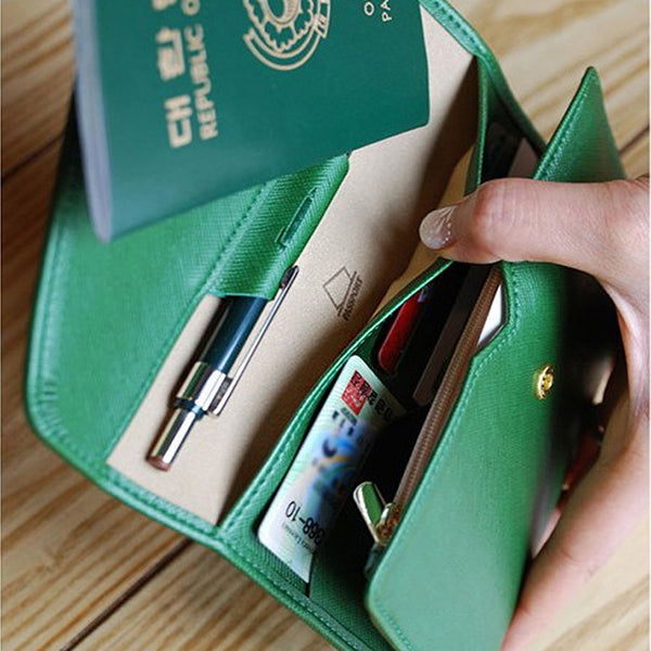 Honana HN-PB2 9 Colors Fashion Leather Travel Passport Holder Credit Card Tickets Organizer