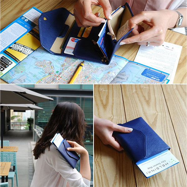 Honana HN-PB2 9 Colors Fashion Leather Travel Passport Holder Credit Card Tickets Organizer