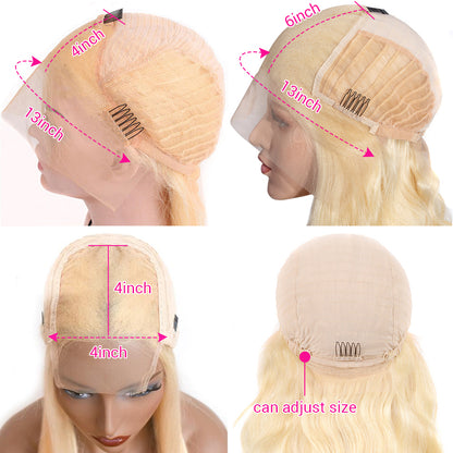 13x6 Hd Transparent 613 Blonde Lace Front Human Hair Wigs 4x4 Closure