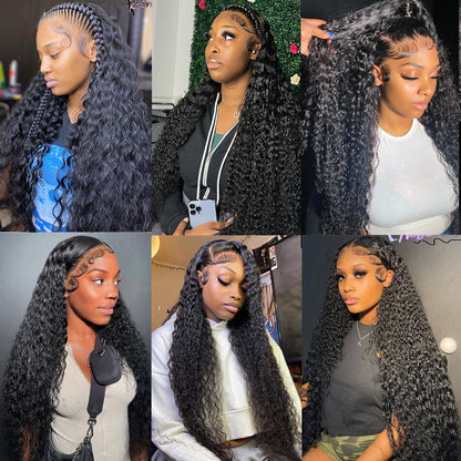 13x6 Hd Lace Frontal Wig Deep Wave 250 Density Curly Human Hair