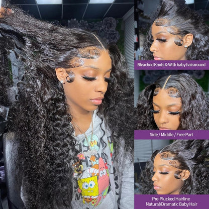 13x6 Hd Lace Frontal Wig Deep Wave 250 Density Curly Human Hair