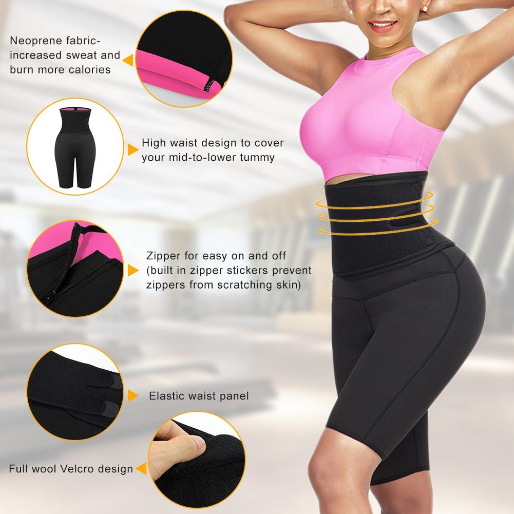 2 in 1 Waist Trainer and Hot Neoprene Sauna Sweat Pant Slimming Body