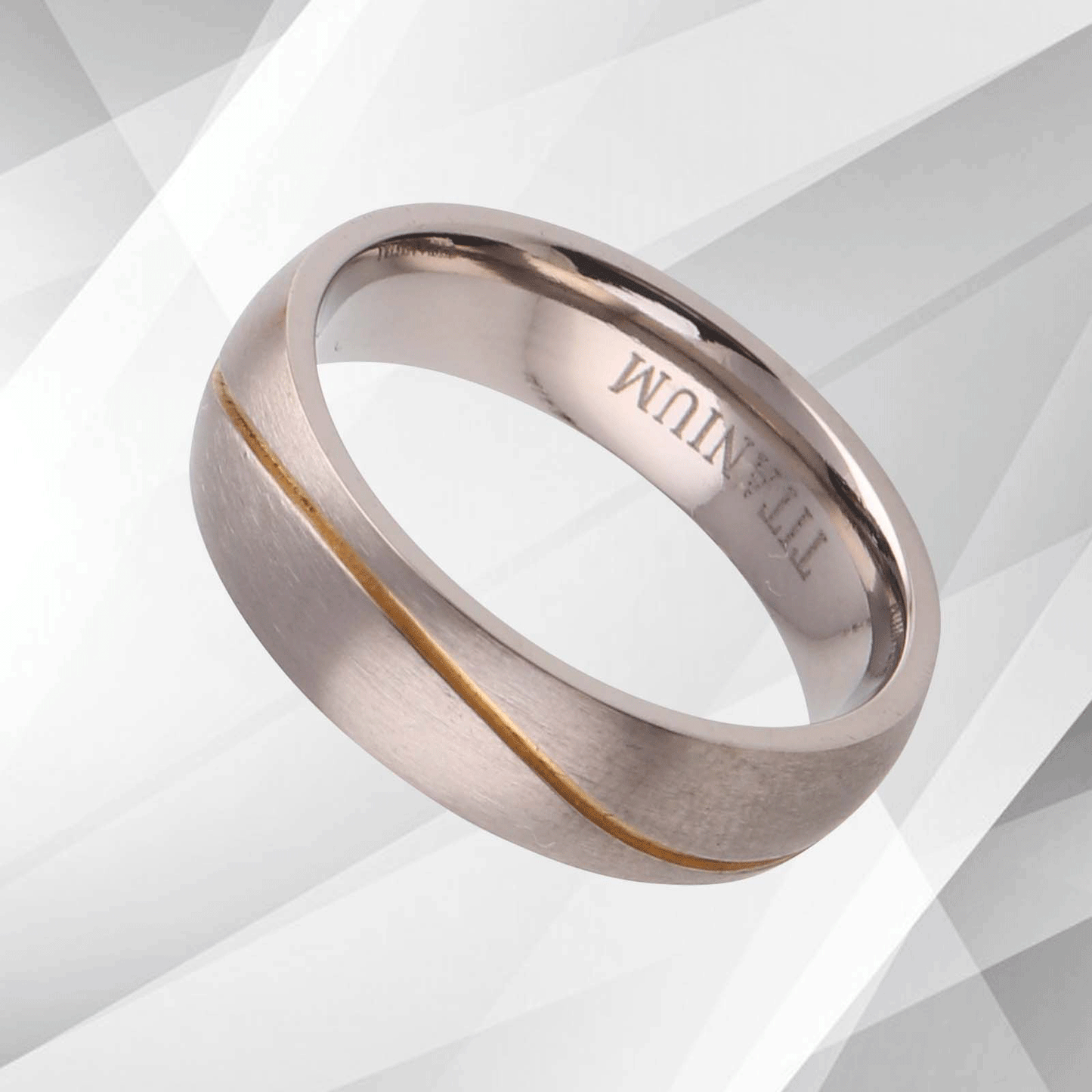 Gorgeous Mens Wedding Titanium Premium Band Ring 18Ct Yellow And White