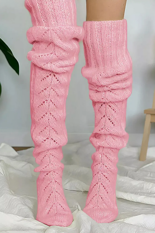 Knitted over the knee socks, pink