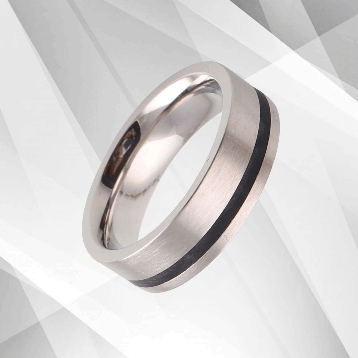 Mens Flat Tungsten Wedding Anniversary Band Ring 18Ct White Gold Over