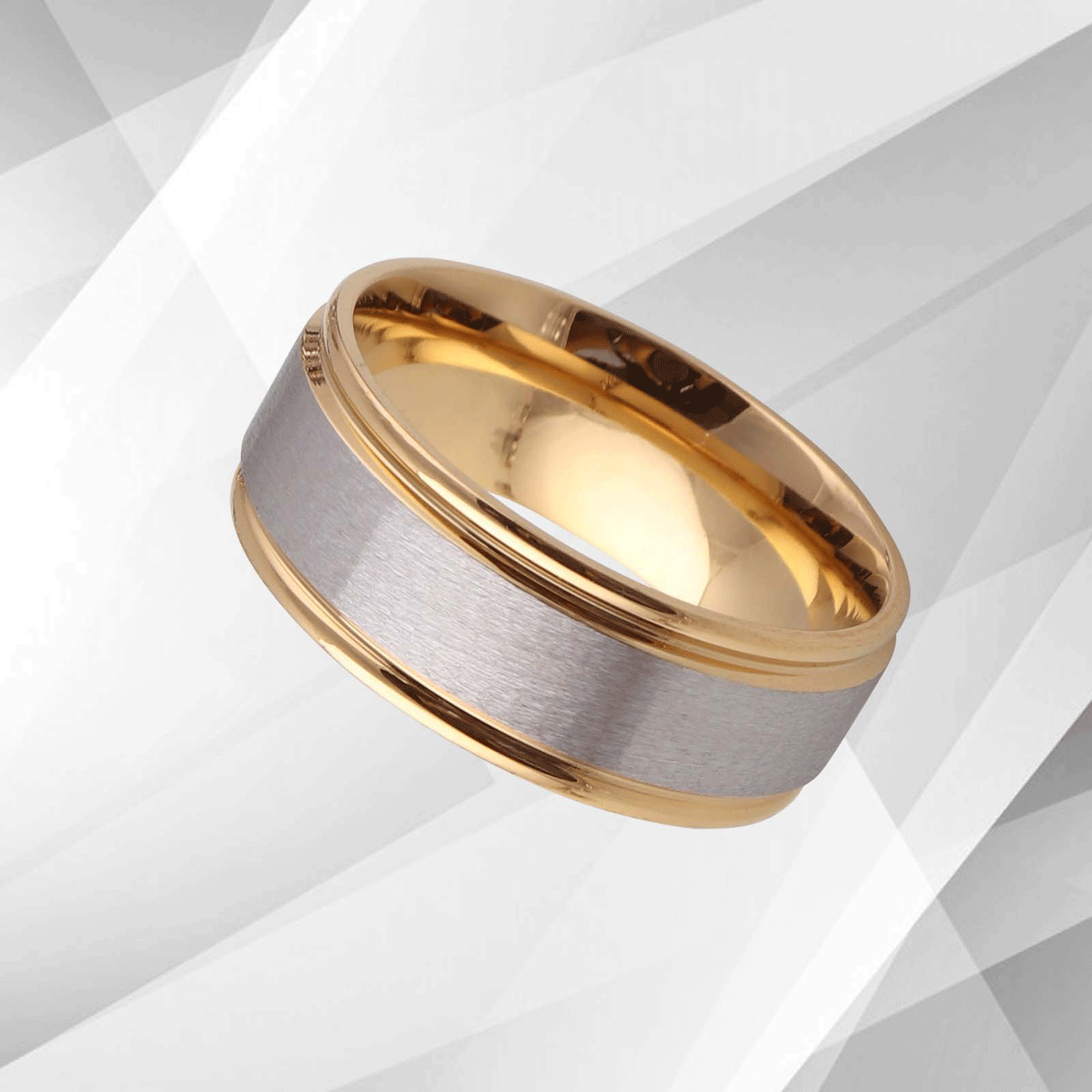 Titanium Unisex Extra Large Wedding Band Ring 18Ct Yellow And White