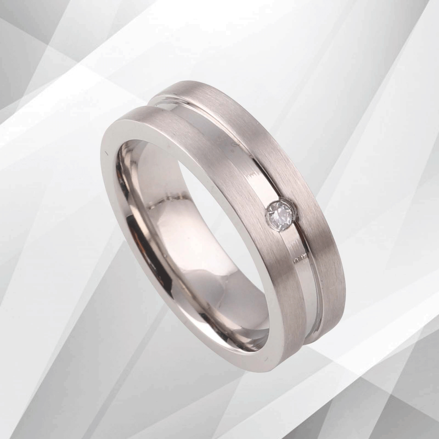 Titanium Wedding Ring 0.35Ct C Z Diamond Anniversary Band 18Ct White