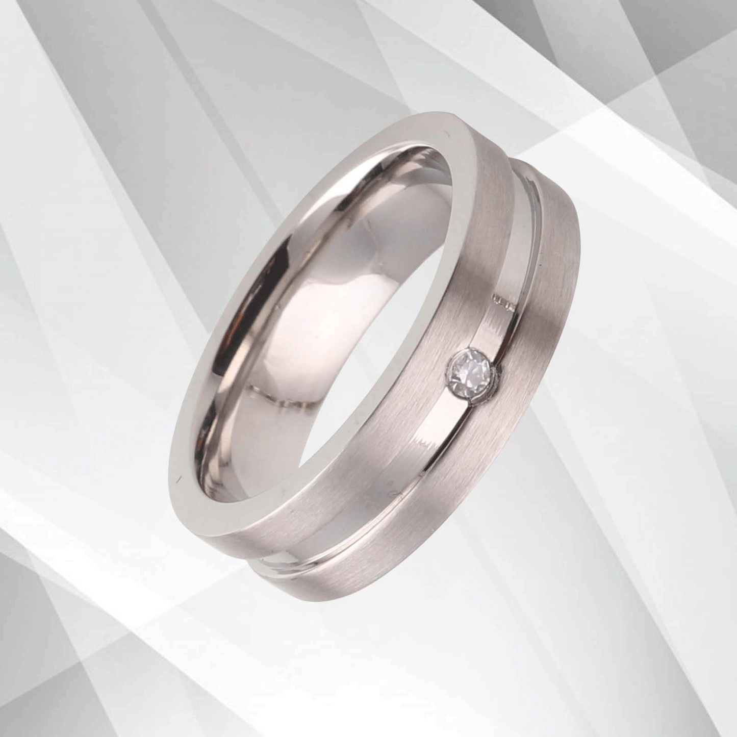 Titanium Wedding Ring 0.35Ct C Z Diamond Anniversary Band 18Ct White