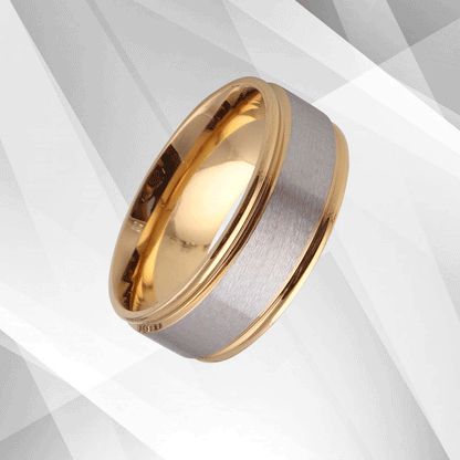 Titanium Unisex Extra Large Wedding Band Ring 18Ct Yellow And White