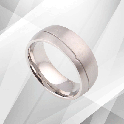 8mm Contemporary Men’s Anniversary Engagement Wedding Ring 18Ct White