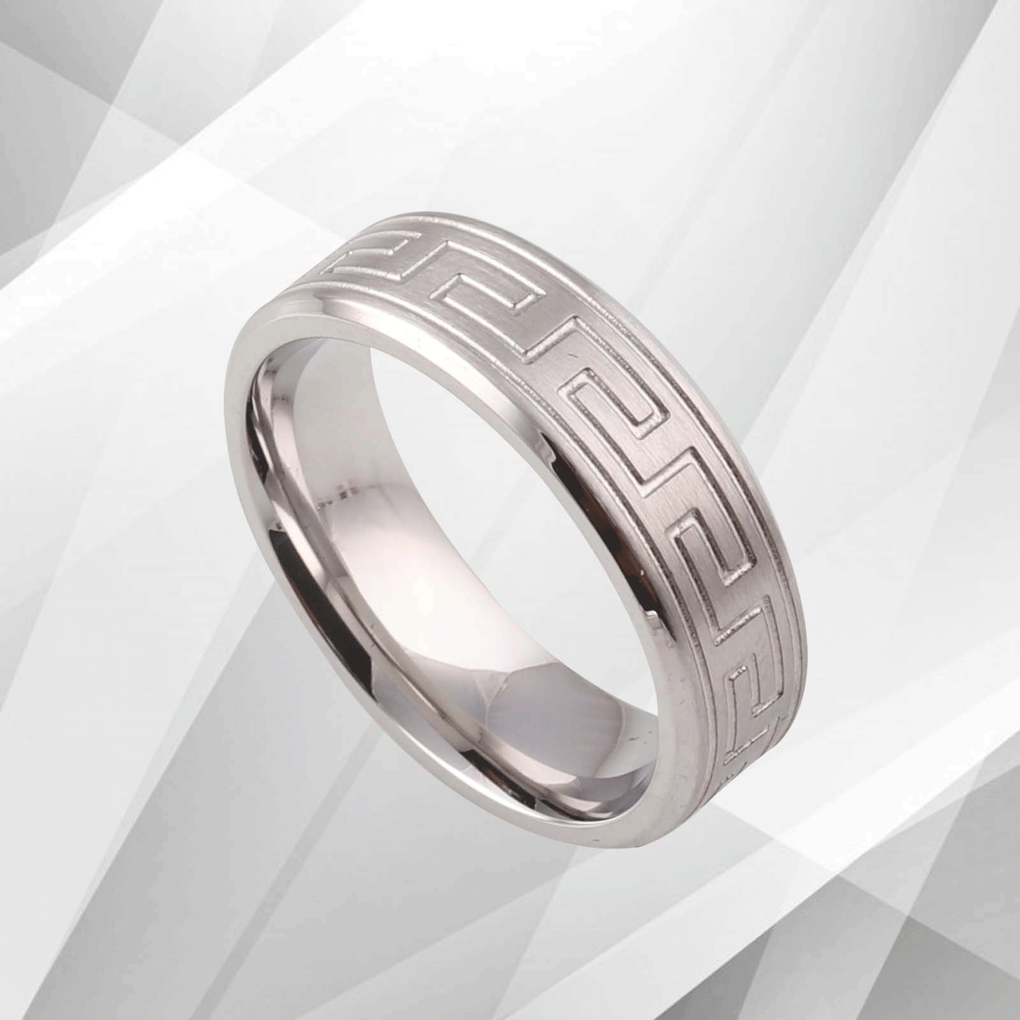 18Ct White Gold Over Men’s Flat Shape Wedding Engagement Tungsten Band