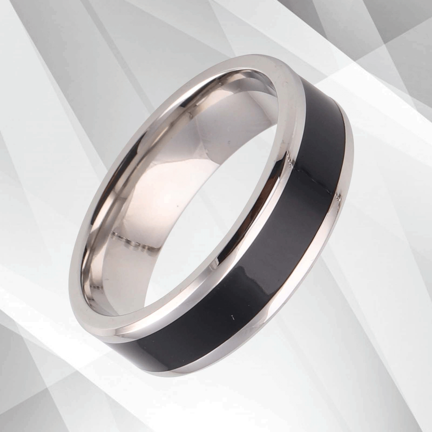 Men’s Flat Shape Tungsten Wedding Engagement Male Band Ring 18Ct White