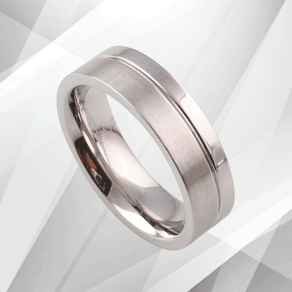 Men’s Posh Flat Shape Tungsten Wedding Engagement Band Ring 18Ct White