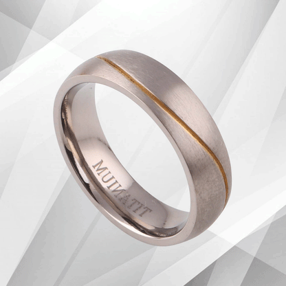 Gorgeous Mens Wedding Titanium Premium Band Ring 18Ct Yellow And White