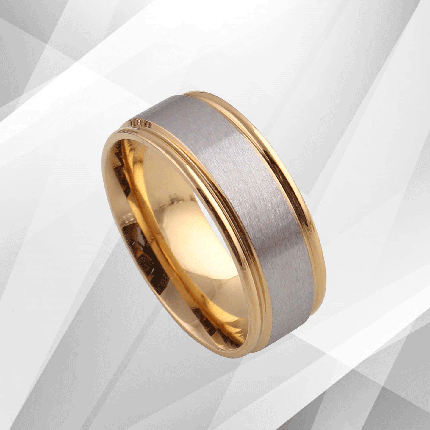 Titanium Unisex Extra Large Wedding Band Ring 18Ct Yellow And White