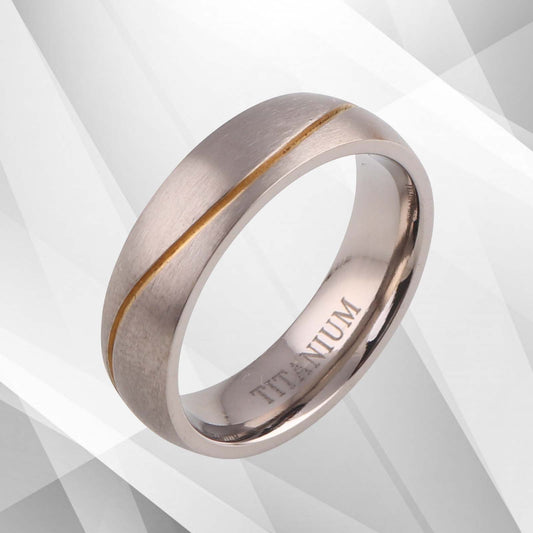 Gorgeous Mens Wedding Titanium Premium Band Ring 18Ct Yellow And White