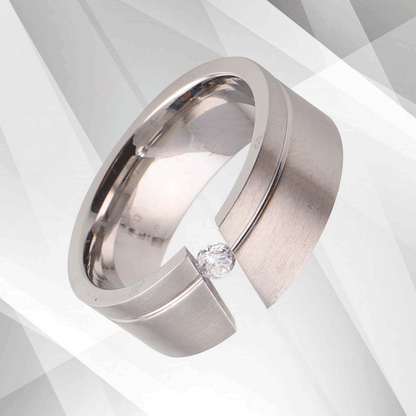 0.35Ct C Z Diamond Titanium Wedding Anniversary Band 18Ct White Gold