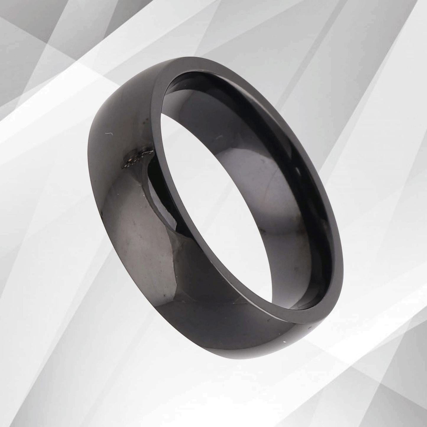 6mm Men’s Sparkling Anniversary Black Titanium Wedding Band Ring