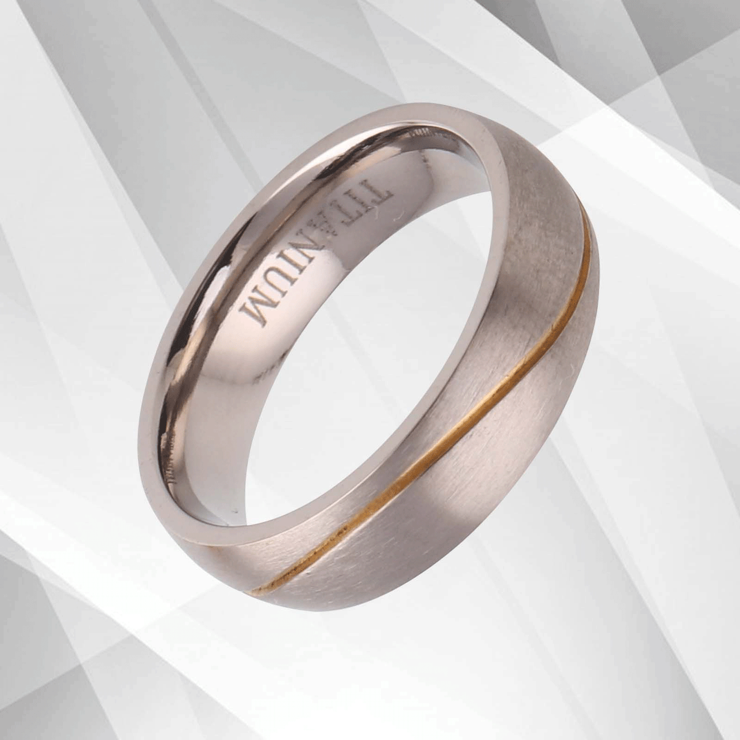 Gorgeous Mens Wedding Titanium Premium Band Ring 18Ct Yellow And White