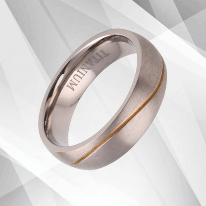 Gorgeous Mens Wedding Titanium Premium Band Ring 18Ct Yellow And White