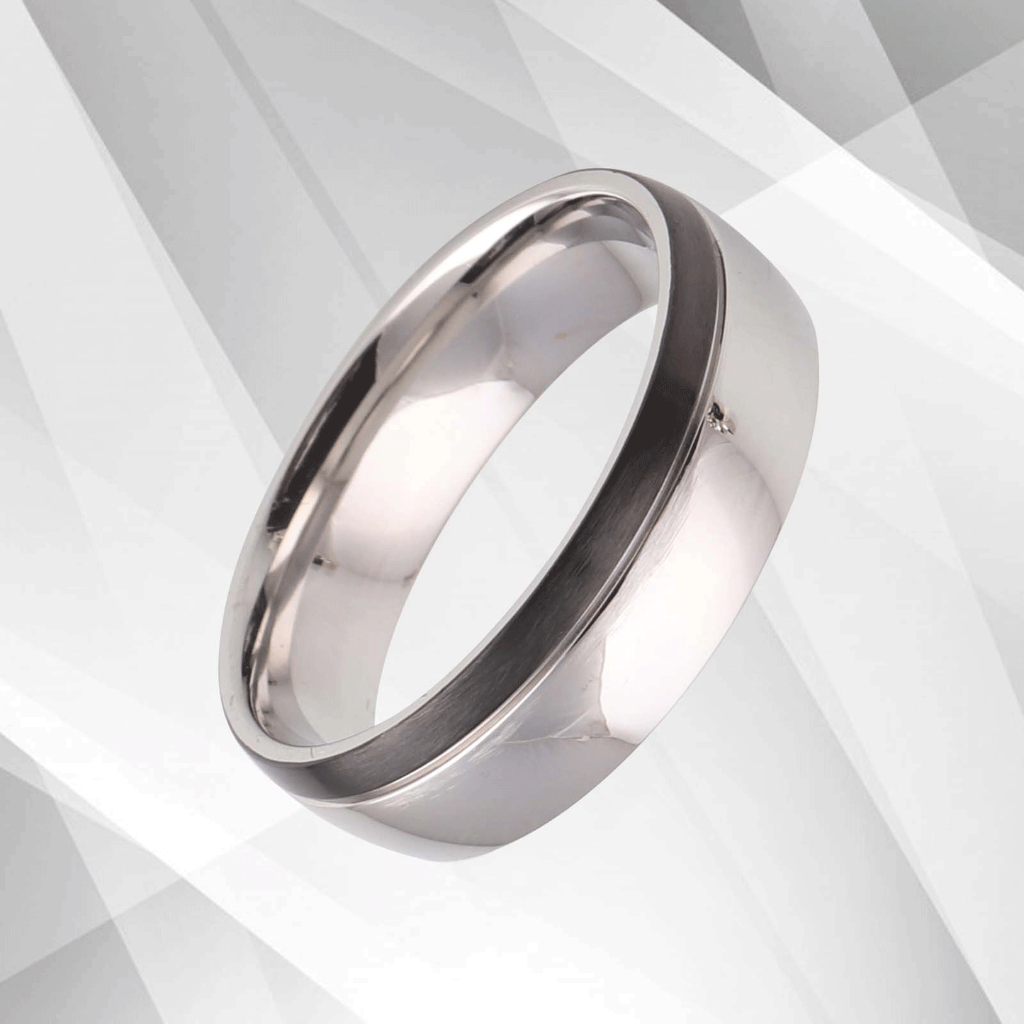 Contemporary Men’s Anniversary Engagement Wedding Ring 18Ct White Gold