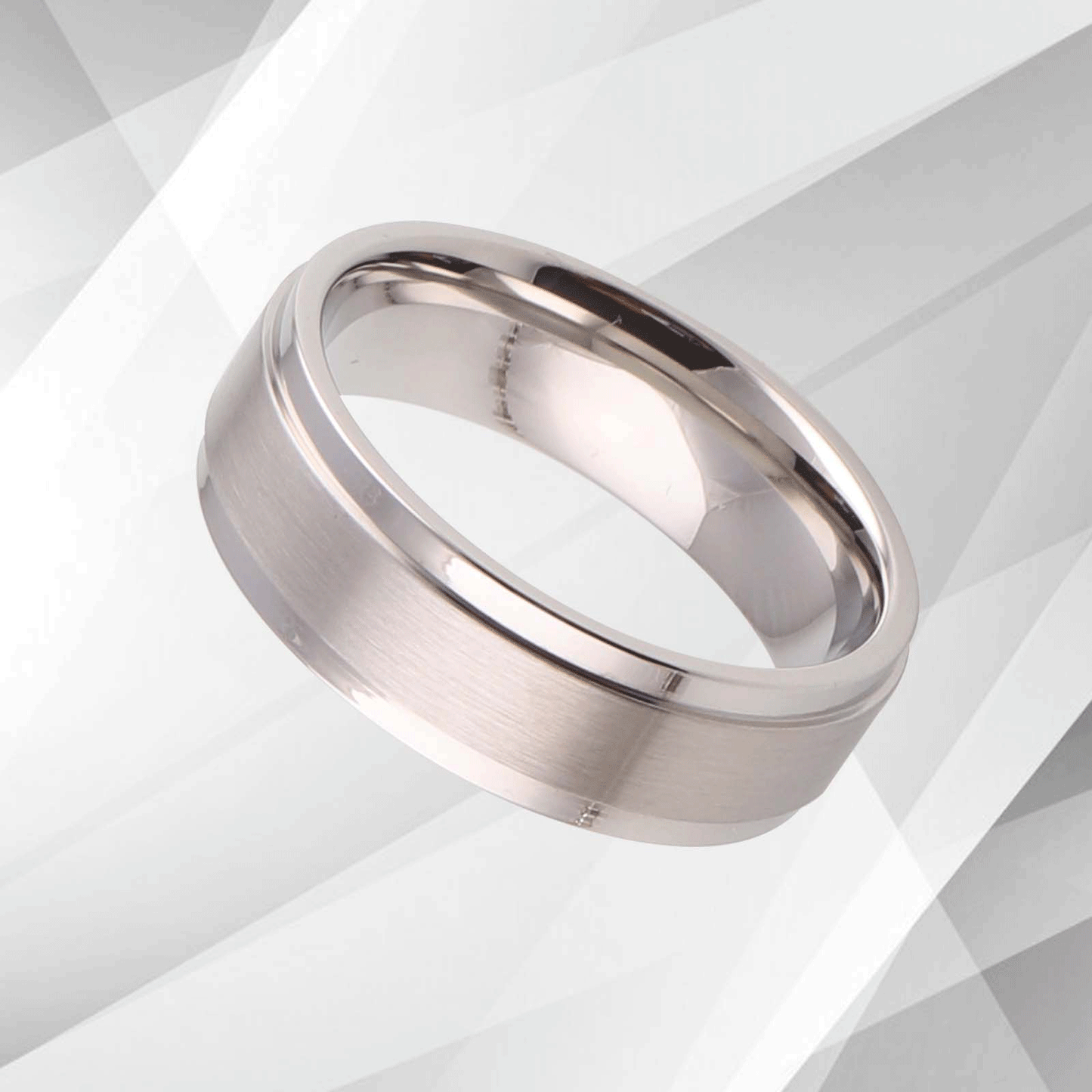 18Ct White Gold Over Men’s Flat Shape Wedding Engagement Tungsten Band