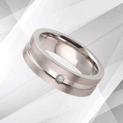 Titanium Wedding Ring 0.35Ct C Z Diamond Anniversary Band 18Ct White