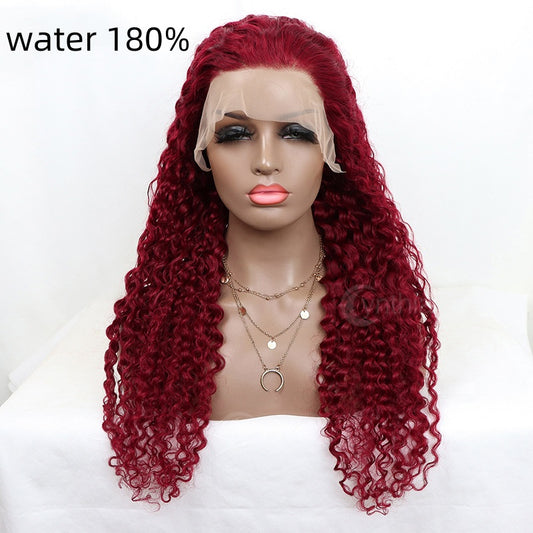 Color: Water180, Wig Length: 20inch - 134 Former Lace Head Cap Human Hair Wig