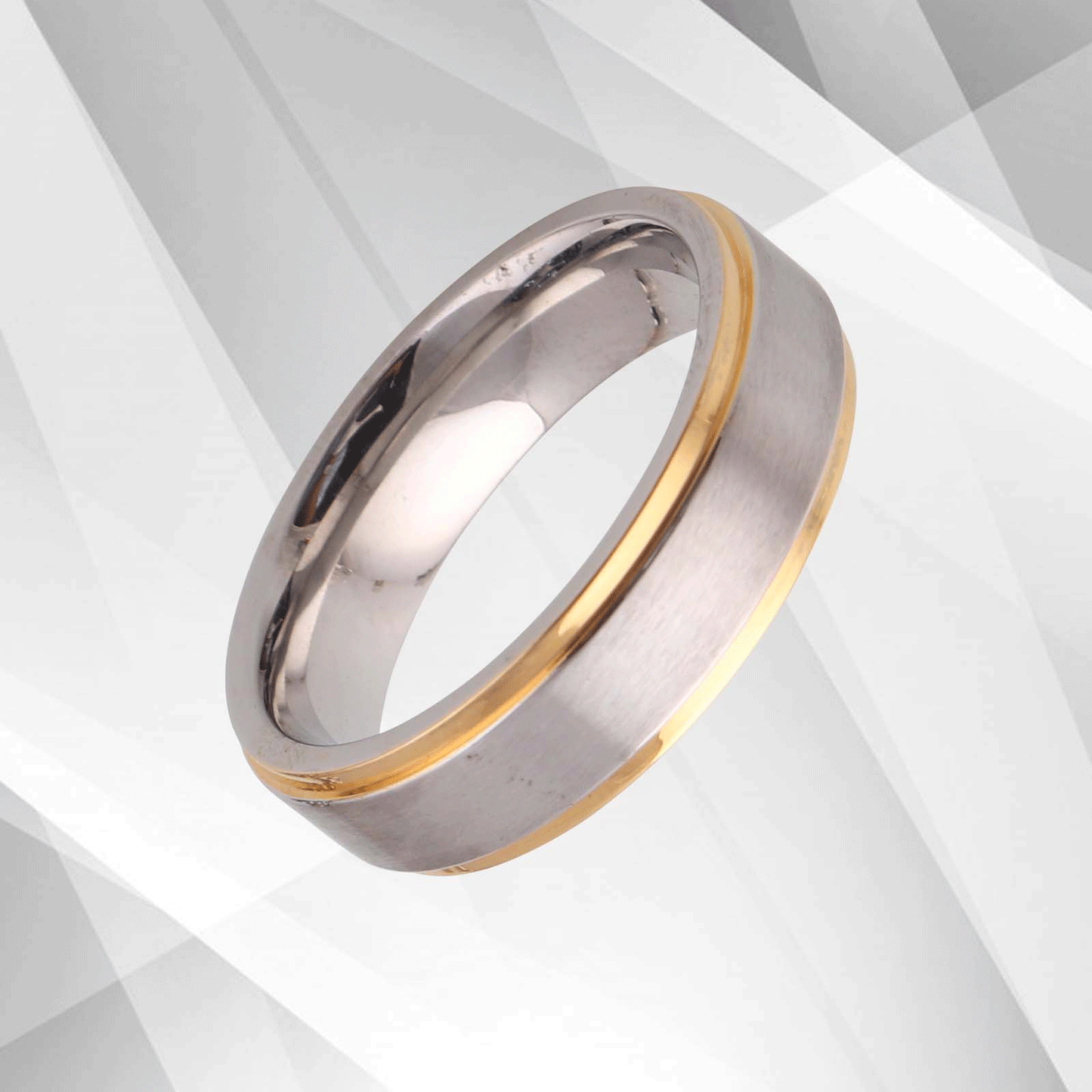 6mm Mens Gents Titanium Engagement Wedding Ring 18Ct Yellow & White