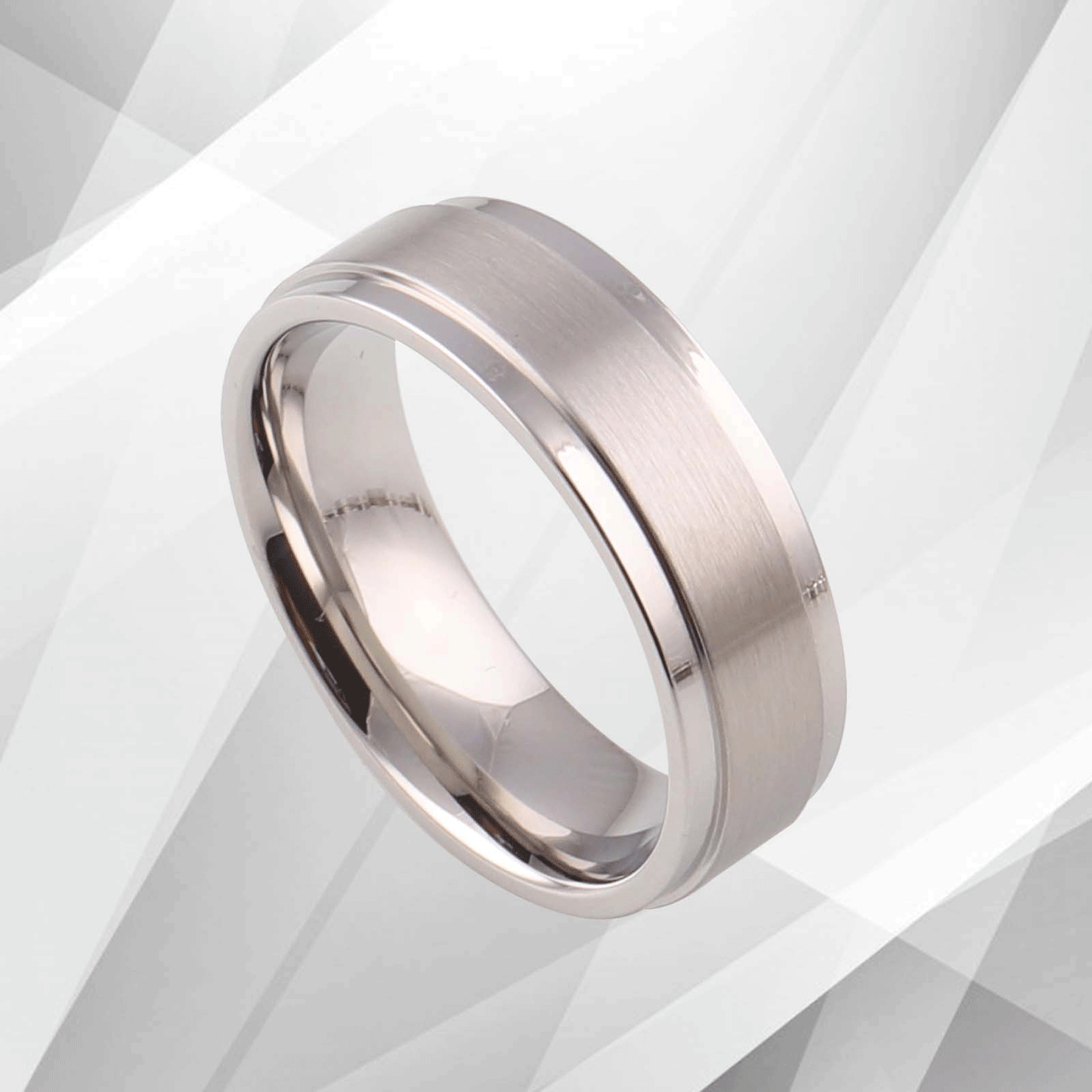 18Ct White Gold Over Men’s Flat Shape Wedding Engagement Tungsten Band