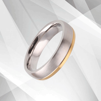 5mm Men’s Wedding Anniversary Titanium Band Ring 18Ct Yellow And White