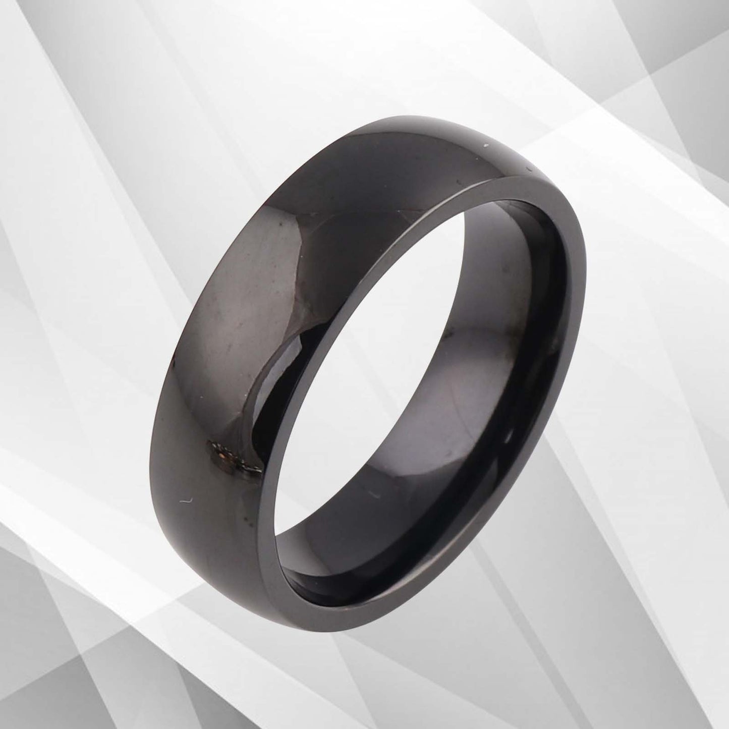 6mm Men’s Sparkling Anniversary Black Titanium Wedding Band Ring