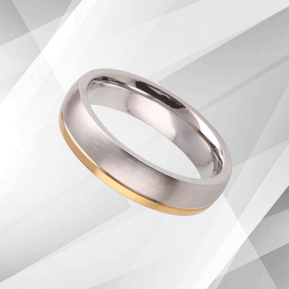 5mm Men’s Wedding Anniversary Titanium Band Ring 18Ct Yellow And White