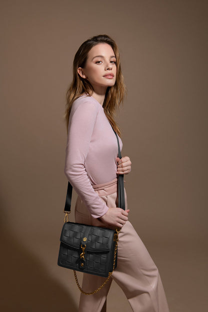 Daisy Black Vegan Shoulder & Crossbody Bag