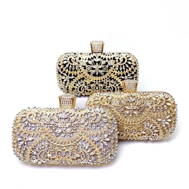 2022 Diamond Evening Clutch Bag For Women Wedding Golden Clutch Purse