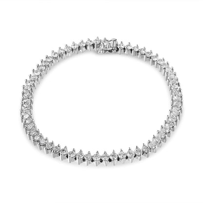 14K White Gold 5 1/2 Cttw Round Diamond 2-Prong Tennis Bracelet (H-I C