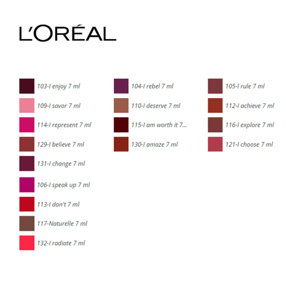 Lipstick Rouge Signature L'Oreal Make Up (7 ml) 7 ml