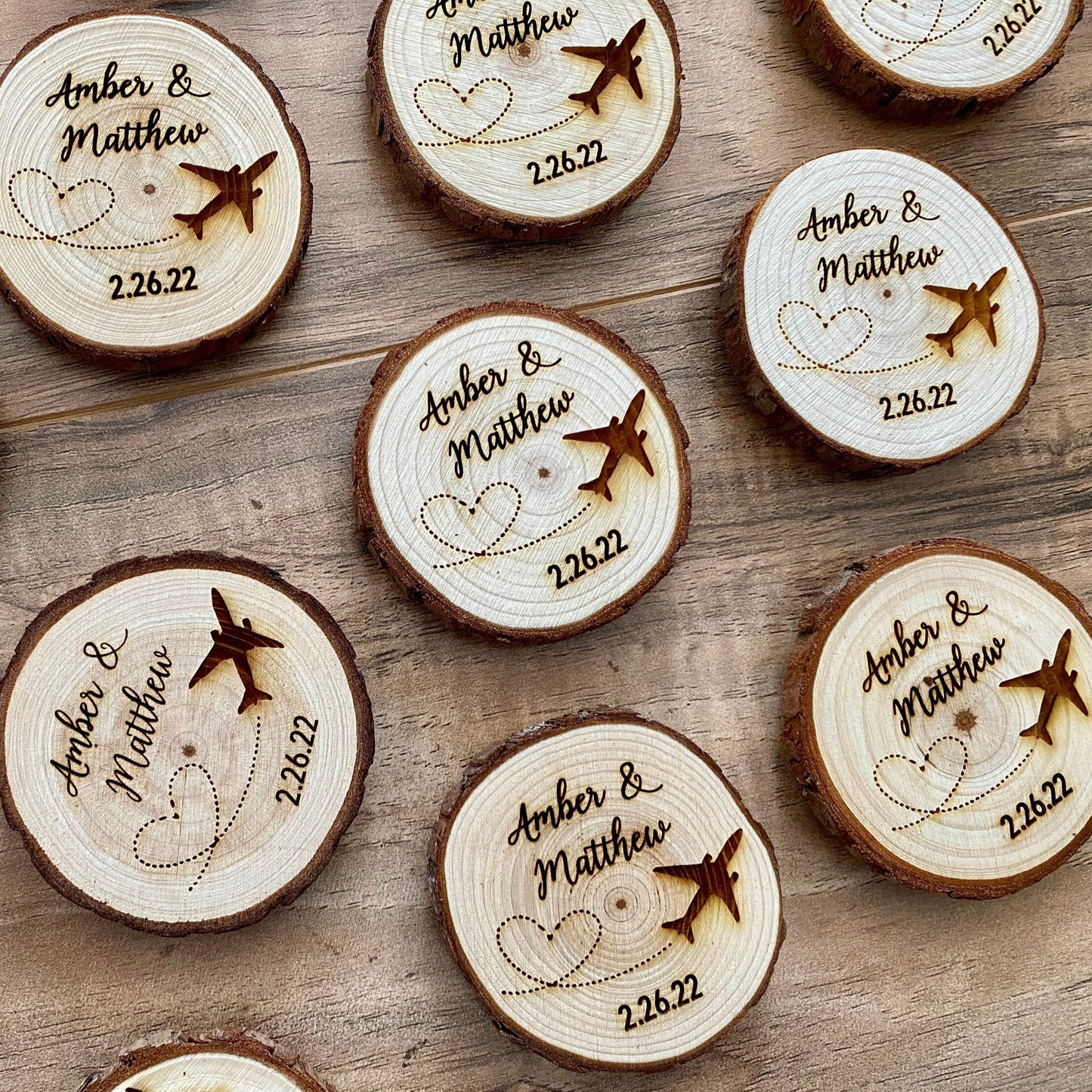 Custom Wood Slice Wedding Favor or Save The Date