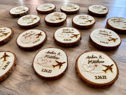 Custom Wood Slice Wedding Favor or Save The Date