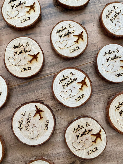 Custom Wood Slice Wedding Favor or Save The Date