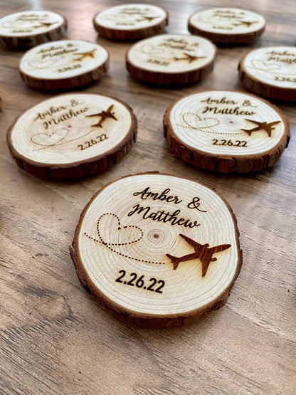 Custom Wood Slice Wedding Favor or Save The Date