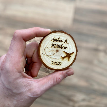 Custom Wood Slice Wedding Favor or Save The Date