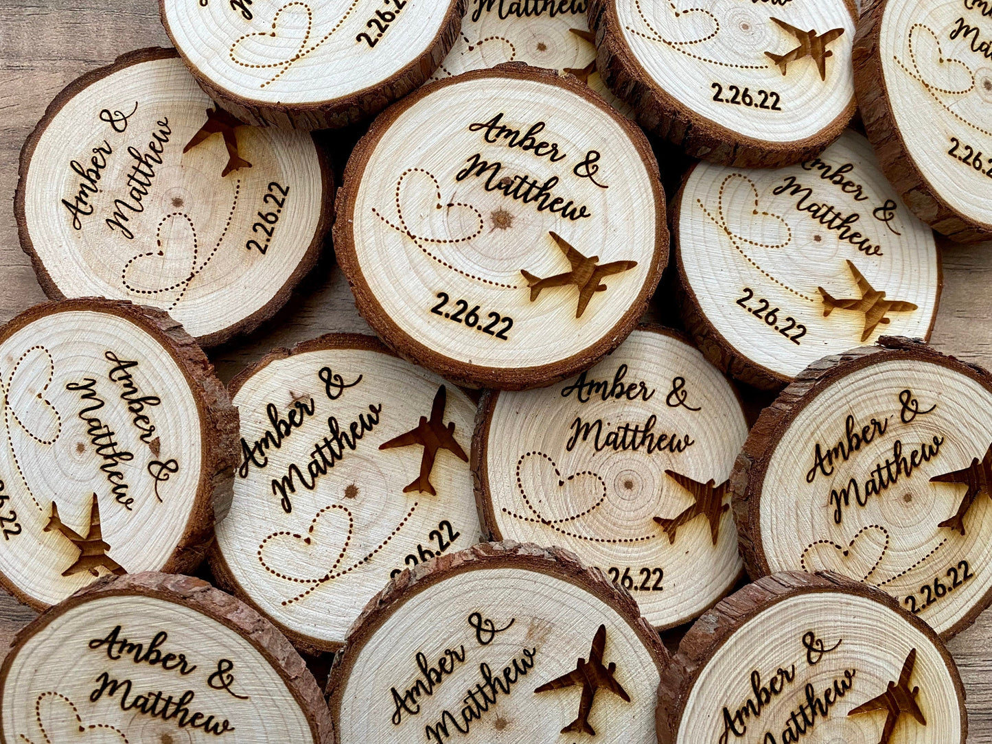 Custom Wood Slice Wedding Favor or Save The Date