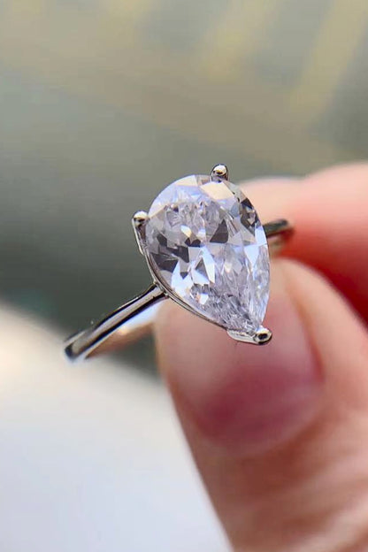 Classic Teardrop 2 Carat Moissanite Ring