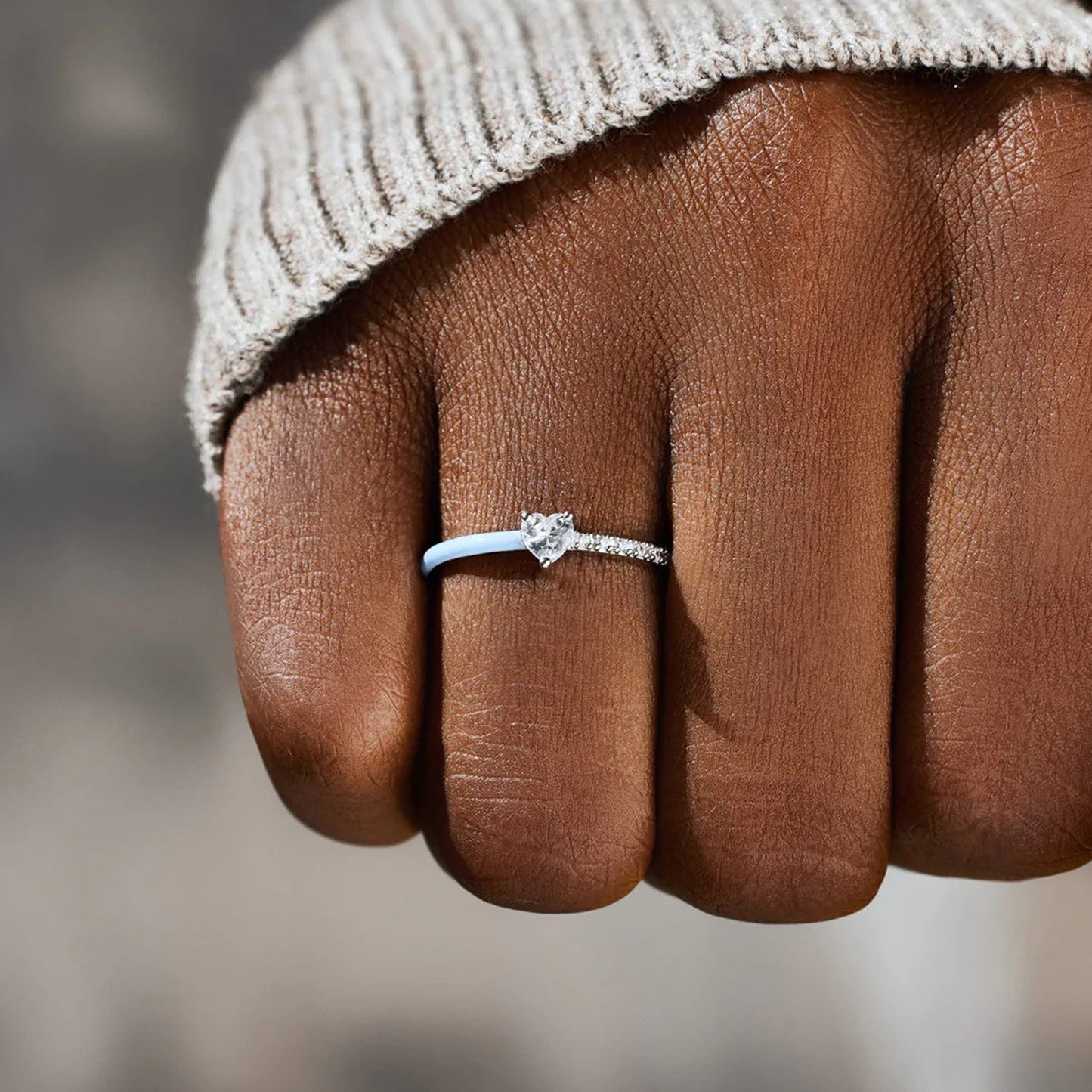 Heart Shape Inlaid Zircon Enamel Ring